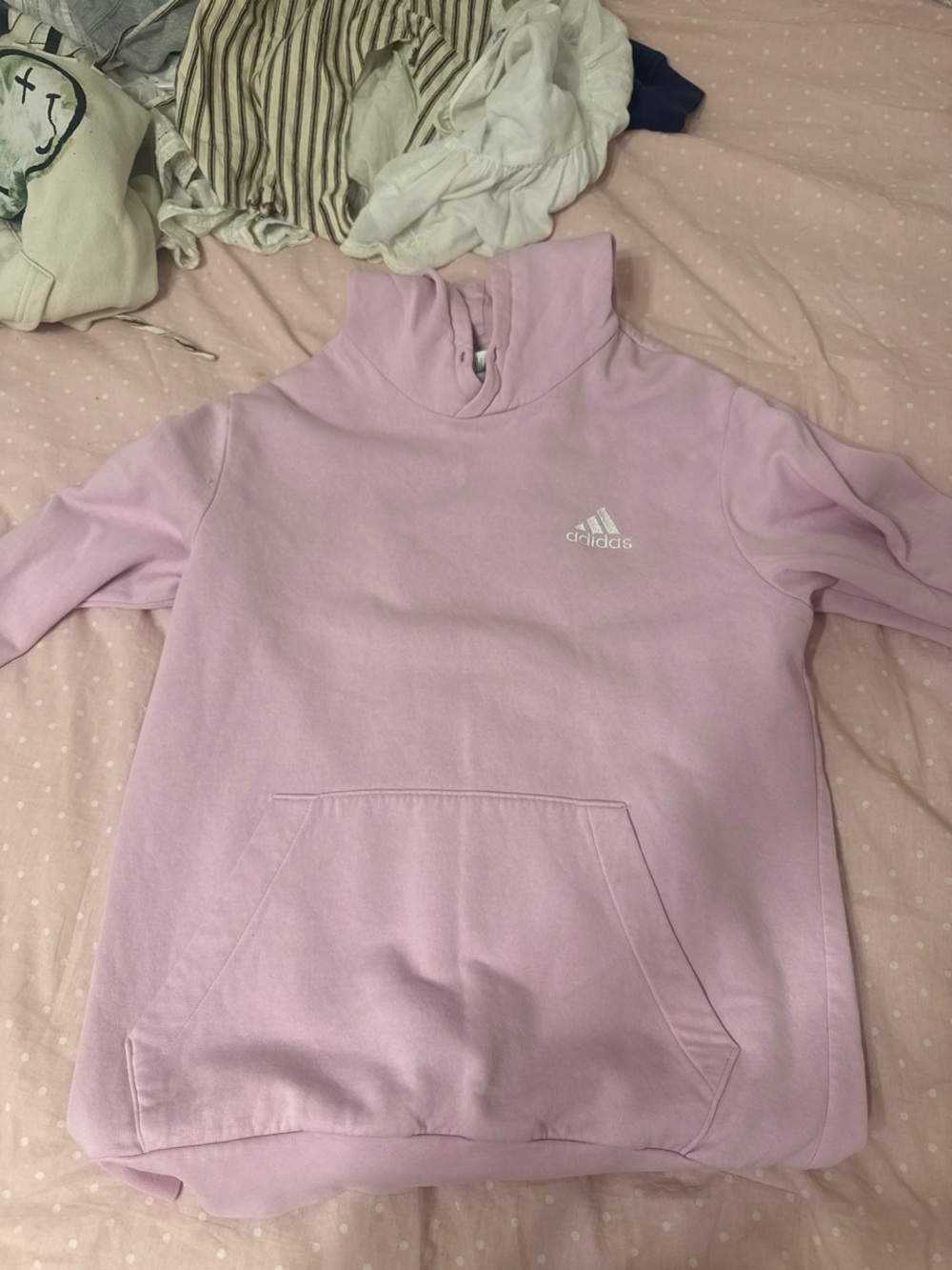 adidas Pink Hooded Sweatshirt with Logo Tag
